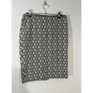 Banana Republic Geometric Black White Knee Length Pencil Skirt Lined Size 6